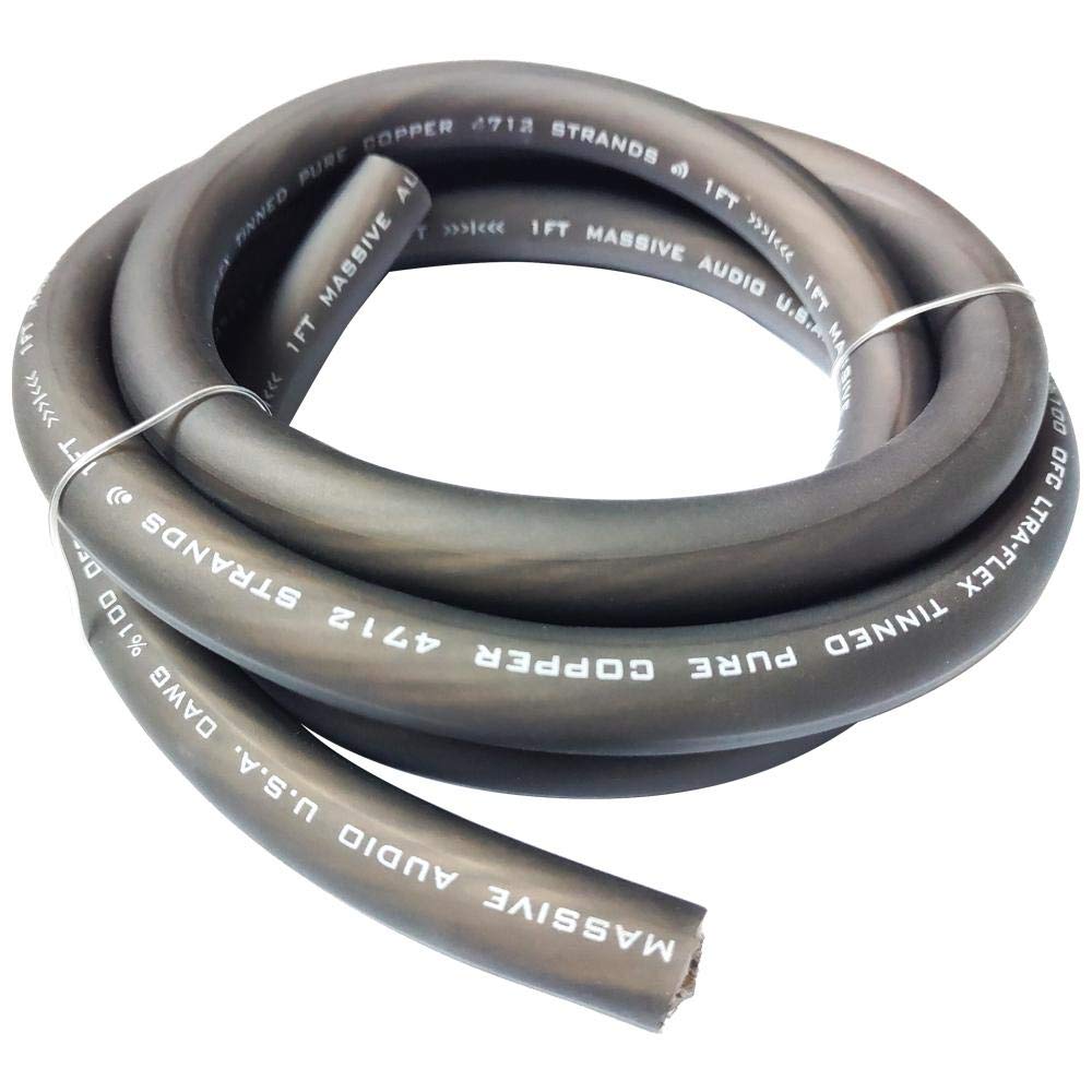 Massive Audio 0 AWG 50-Foot Grey Twisted Spool Wire