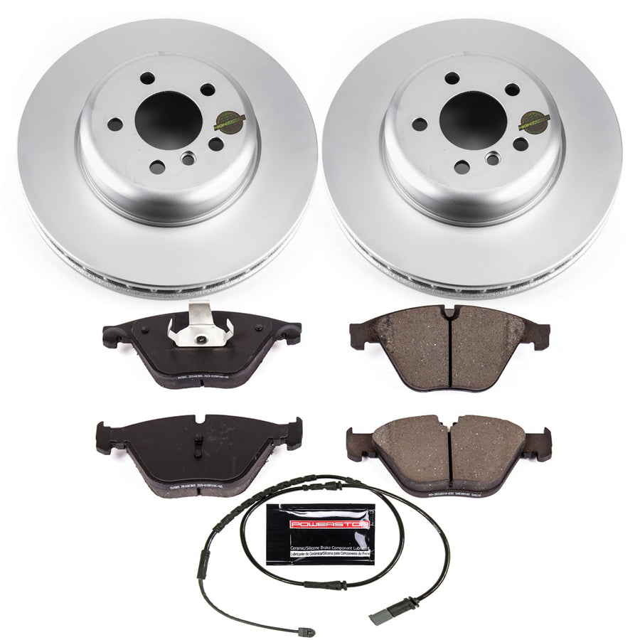 Power Stop CRK6581 Front Brake Kit Coated Rotor - Coated Brake Rotors & Z23 Carbon-Fiber Ceramic Brake Pads For BMW 535i xDrive 2011 [Model Specific]