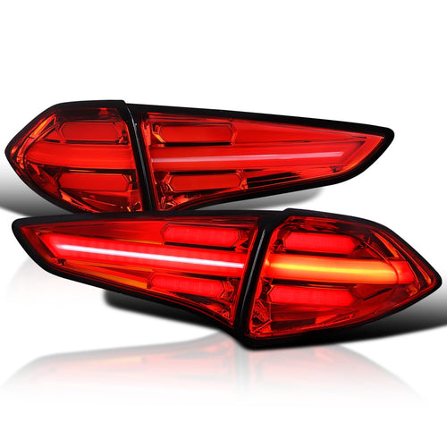Spec-D Tuning Chrome Red Full LED Tail Lights Compatible with 2016-2018 Hyundai Tucson, Left + Right Pair Assembly
