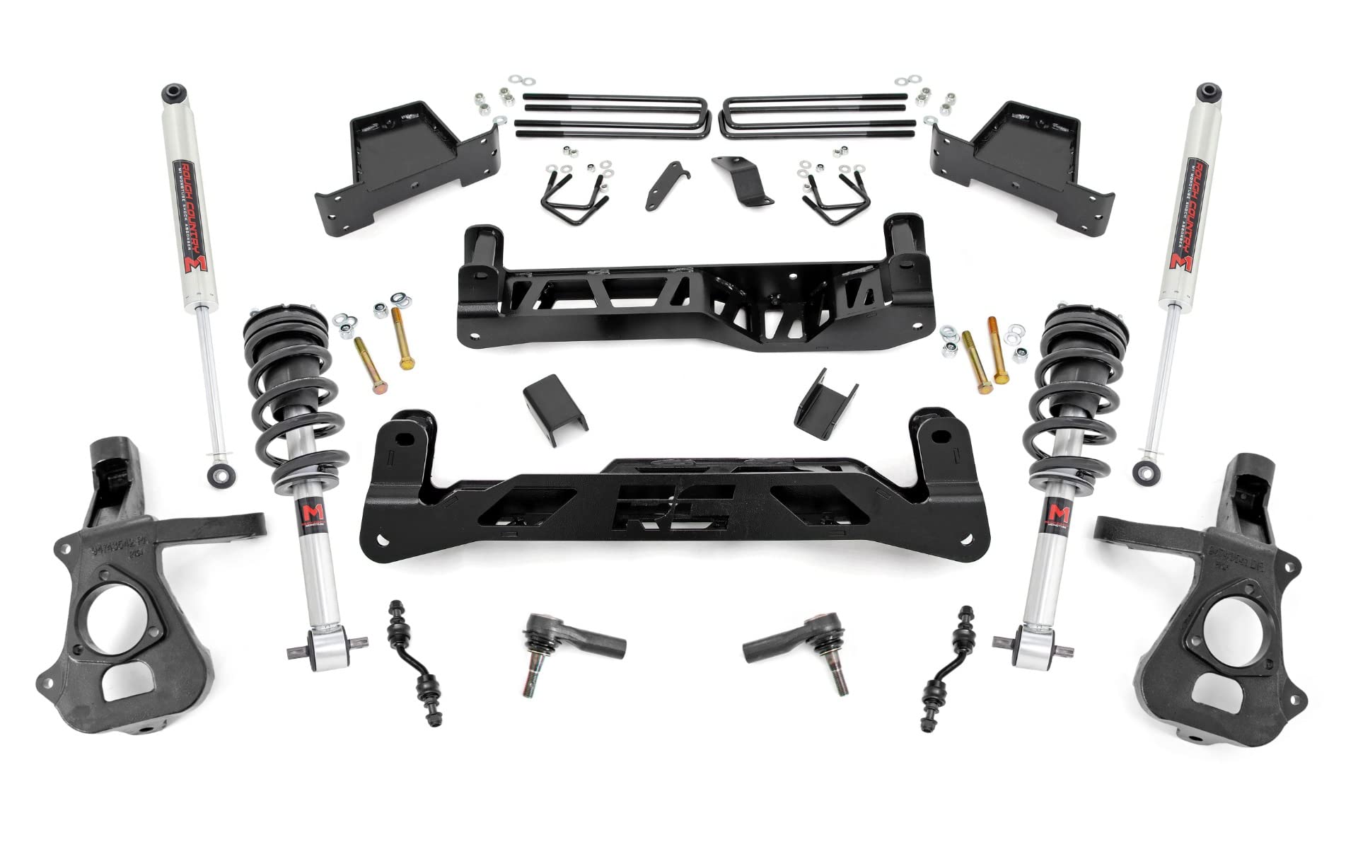 7" Rough Country Suspension Lift Kit with M1 Struts/M1 Shocks for Chevy Silverado & GMC Sierra 1500 2WD (2014-2018 w/Stock Cast Steel Control Arms)