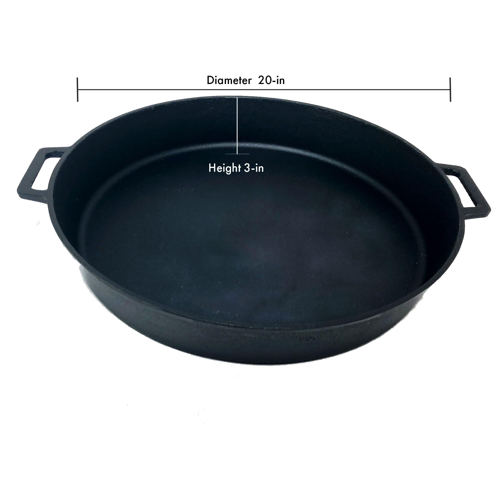 20 Inch Bayou Classic Jumbo Cast Iron Skillet Features Dual Helper Handles Deep 3-in Sides Perfect For Breakfast Roast Pan Frying Sautéing Baking & Large Batch Cooking