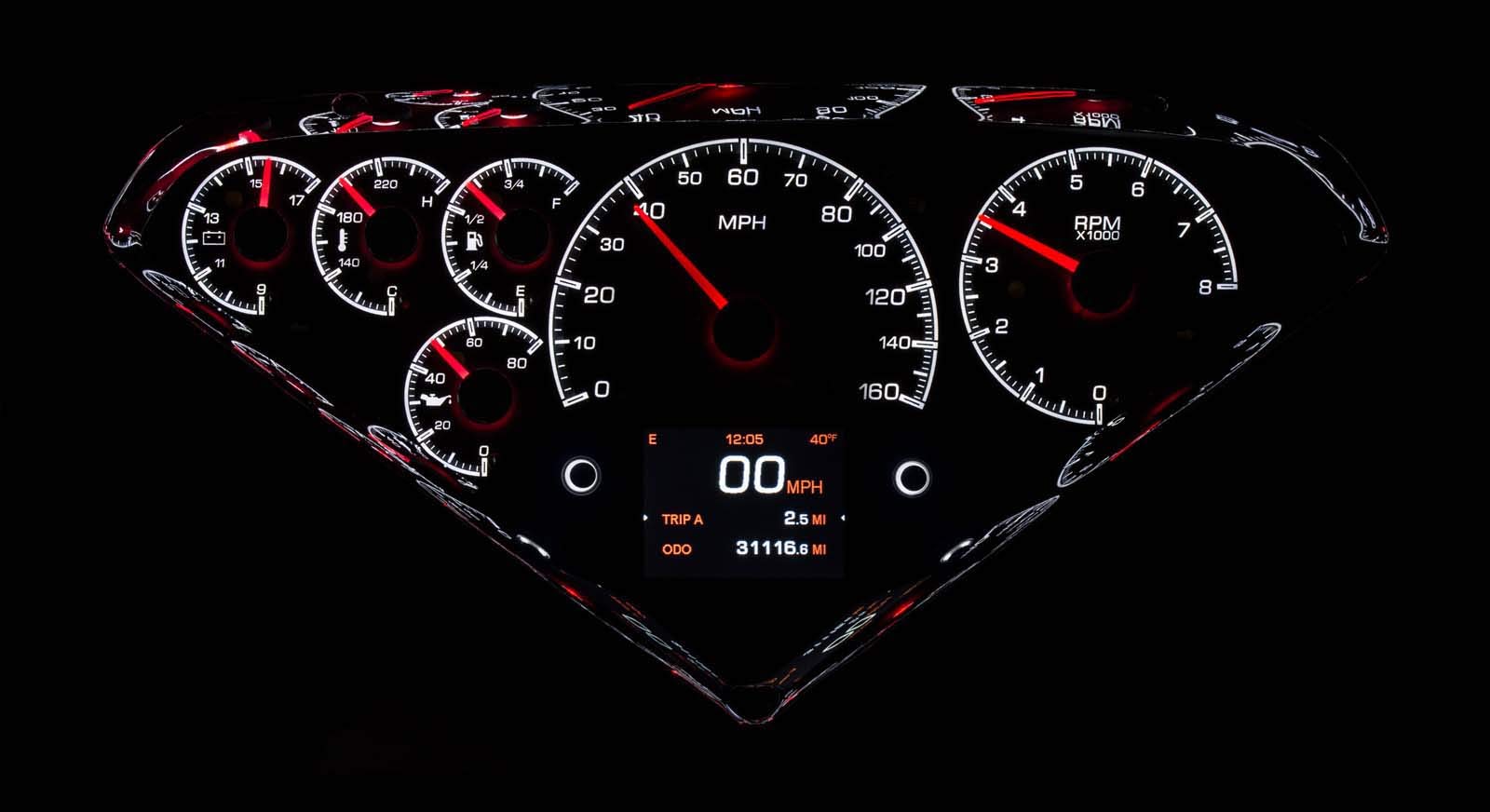 Dakota Digital 55-59 Customizable Chevy Pickup Gauge Kit Silver Alloy HDX-55C-PU-S