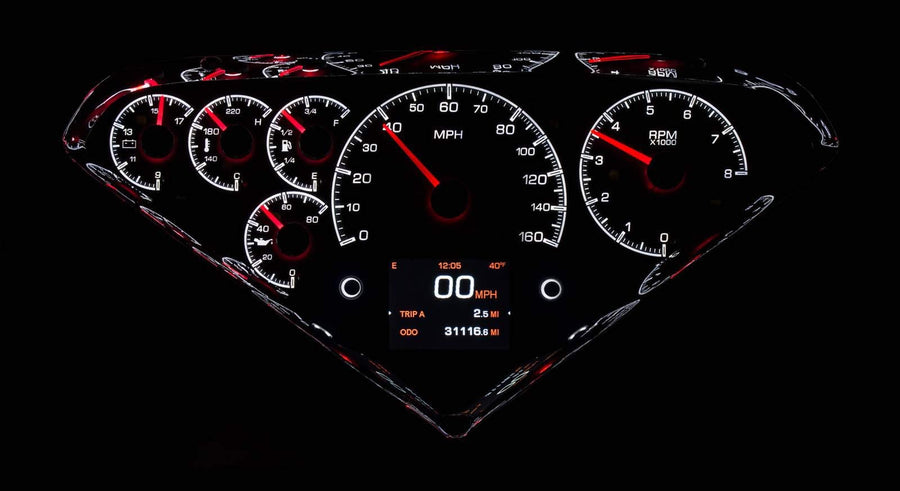 Dakota Digital 55-59 Customizable Chevy Pickup Gauge Kit Silver Alloy HDX-55C-PU-S