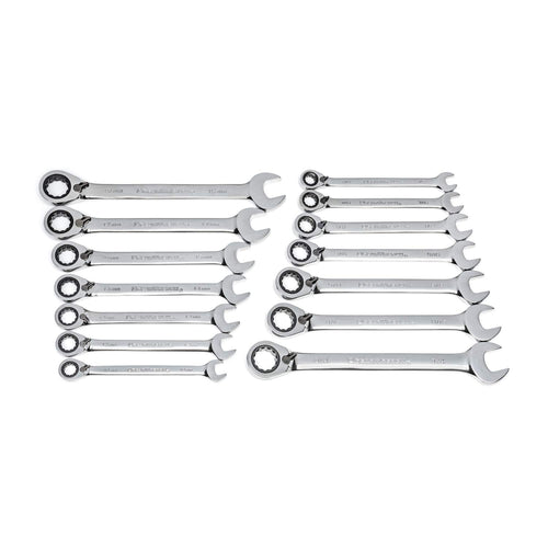 12 Pt. GEARWRENCH 14 Pc. Reversible Ratcheting Combination Wrench Set, SAE/Metric - 85142