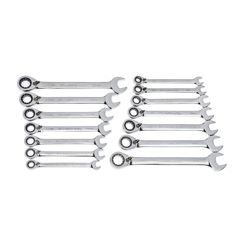 12 Pt. GEARWRENCH 14 Pc. Reversible Ratcheting Combination Wrench Set, SAE/Metric - 85142