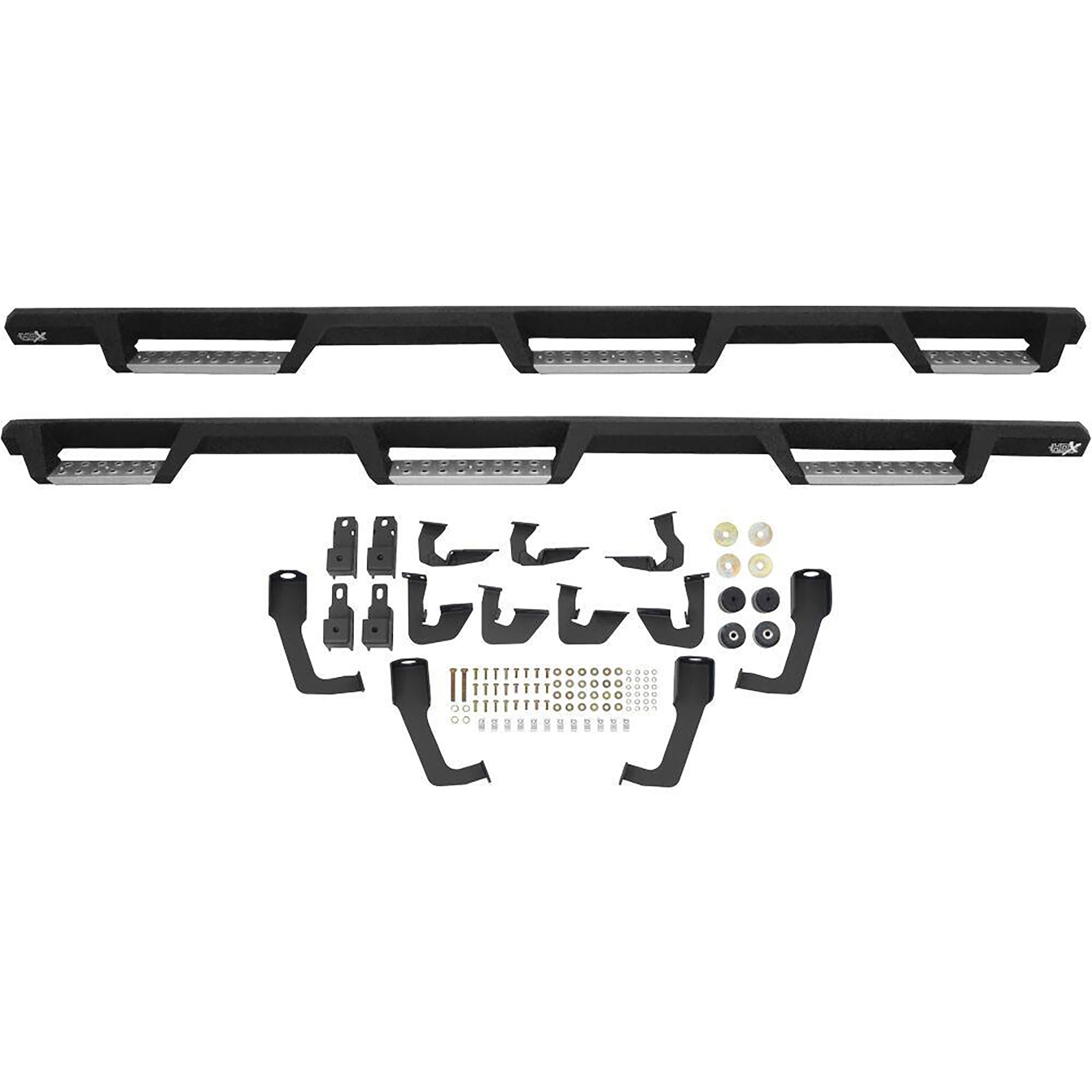 Westin HDX 56-5345752 Stainless Drop Wheel to Wheel Nerf Bars fits 2007-2019 Silverado Sierra 1500 2500 3500 Crew Cab 6'5" Bed & Dually 8' Bed (Exc Classic) Textured Black Pair