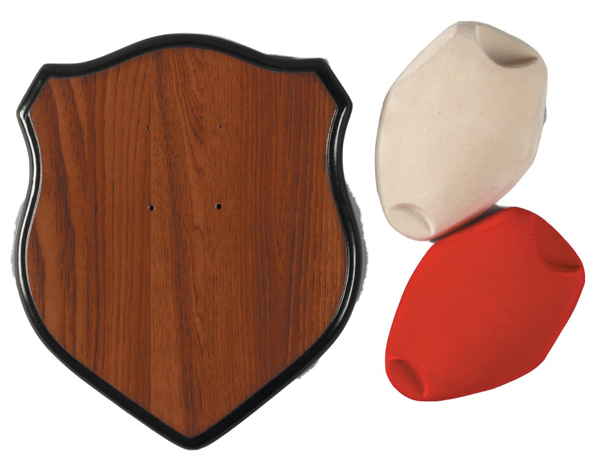 Deer Antler Mounting Kit - Hunters Specialties Easy-To-Assemble Hunting Wood Plaque with Red & Cream-Colored Skull Cover, Hardware Included