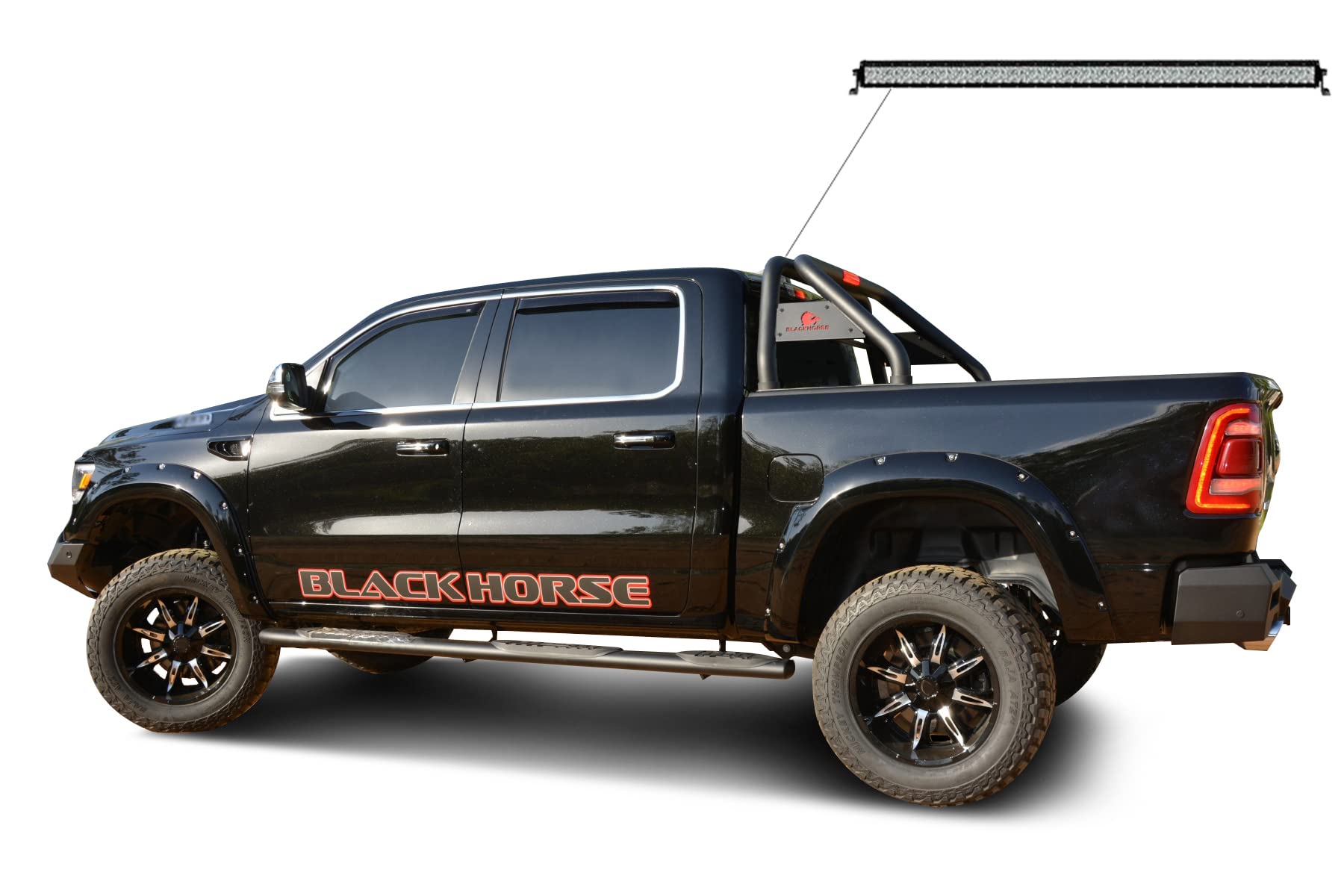 Classic Black Horse Roll Bar Includes 1 40in LED Light Bar Compatible with 19-24 Ram 1500 Excludes Classic models-RB002BK-KIT