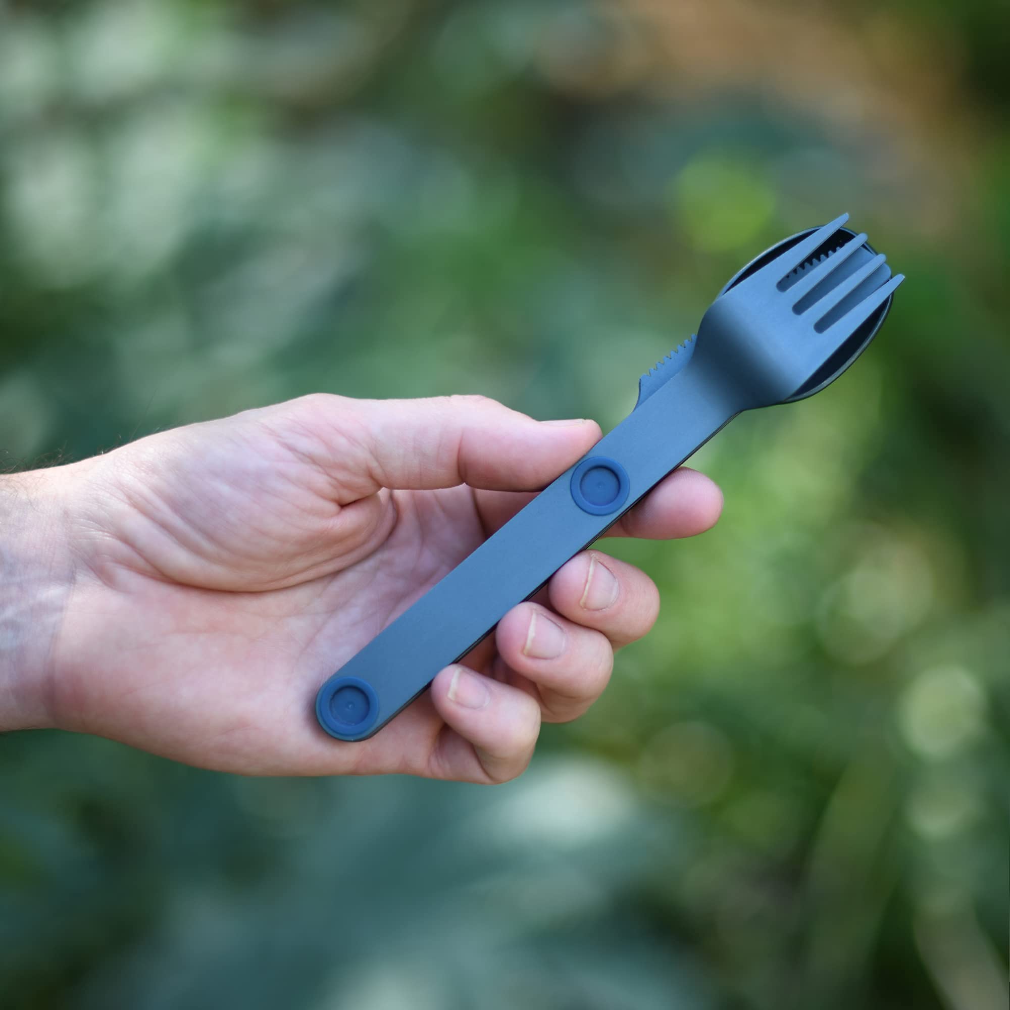 MAGWARE - FULL WINDSOR Magnetic Camping Cutlery Set - Travel Utensils for Camping, Cooking, and Outdoor Dining - Knife, Fork & Spoon - Portable Silverware with Pouch - Blue (3 PCS)