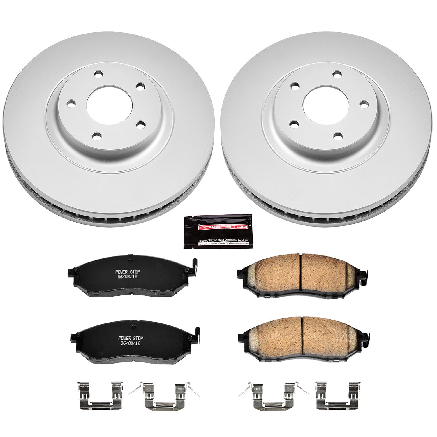 Coated Brake Rotor & Ceramic Brake Pads Power Stop CRK5263- front For Nissan Murano 2011-2014 [Model Specific]