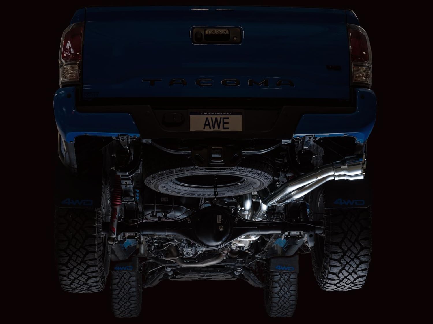 0FG AWE Exhaust with BashGuard for 3rd Gen Tacoma - Dual Chrome Silver Tips (3015-32826)