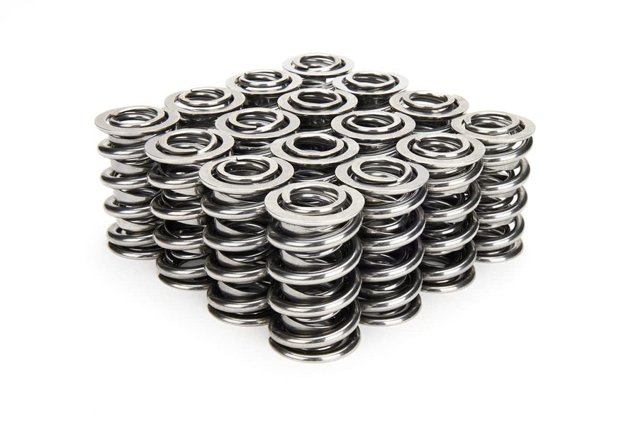 NexTek Manley Valve Spring, Dual Spring/Damper, 575 lb/in Spring Rate, 1.215 in Coil Bind, 1.570 in OD, Polished, Set of 16