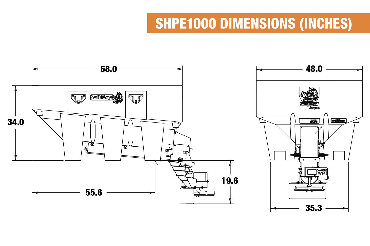 SaltDogg Buyers Products SHPE1000 Commercial Salt & Sand Spreader w/ Electric Drive Hopper, Made In The USA, 1.0 Cu Yds Capacity, Stainless Steel Auger, Light/Medium Duty Commercial Salt Spreader