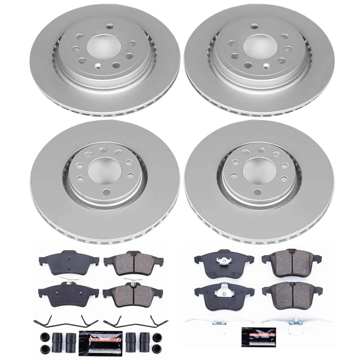 Power Stop Z23 Evolution Geomet Coated Brake Kit Front and Rear For Saab 9-3 2003-2011 [Model Specific]