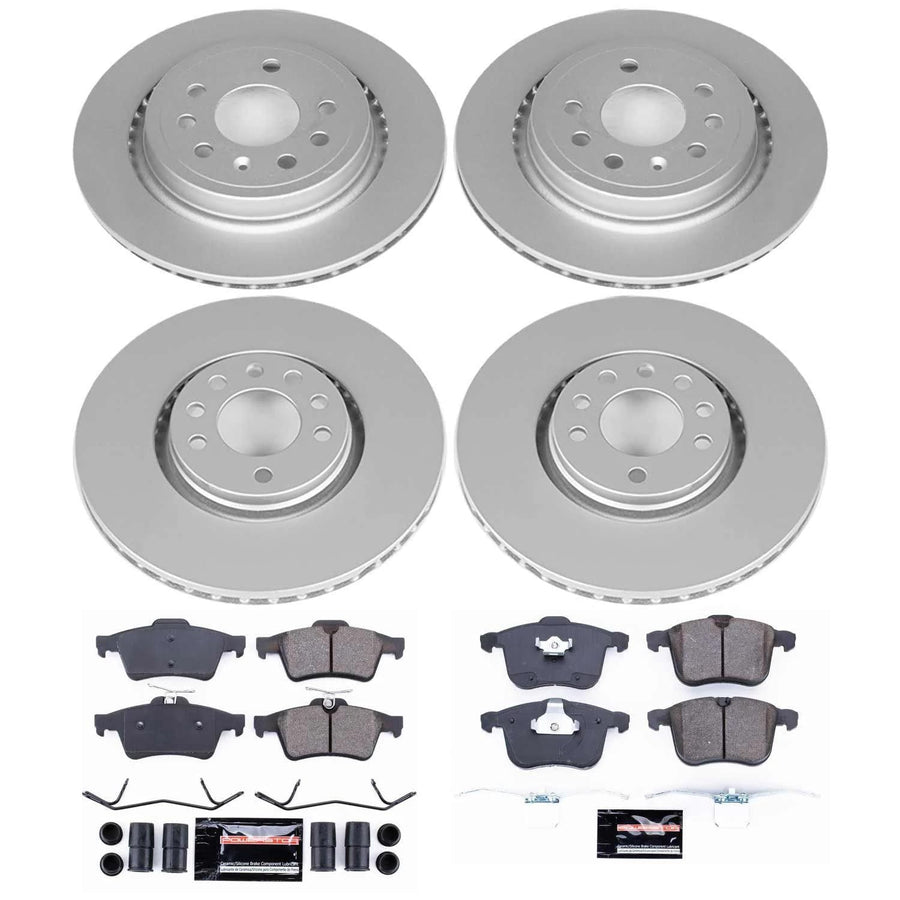 Power Stop Z23 Evolution Geomet Coated Brake Kit Front and Rear For Saab 9-3 2003-2011 [Model Specific]