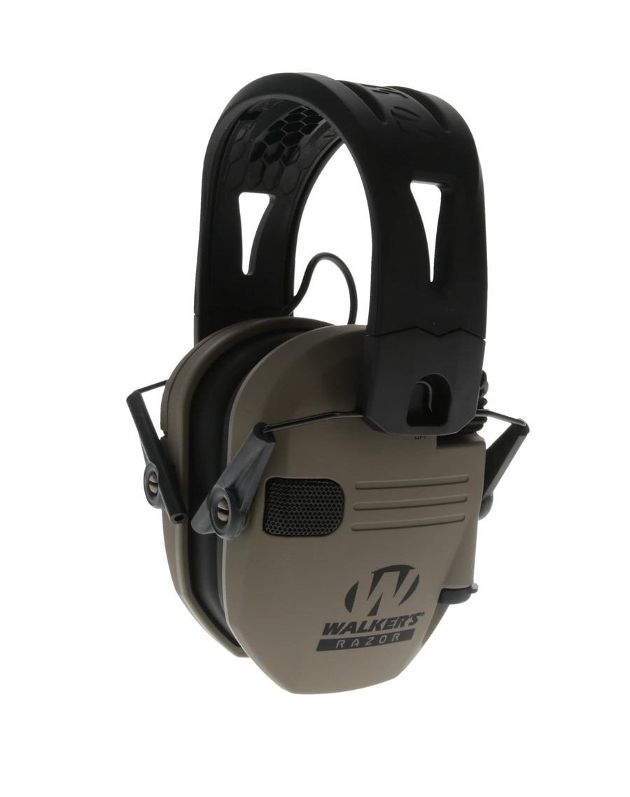 Razor Walker's Tacti-Grip Earmuffs- Flat Dark Earth, High Performance Silicone Composite Slip Free Headband- Natural Sound Clarity Full Dynamic Range 23 NRR, fde