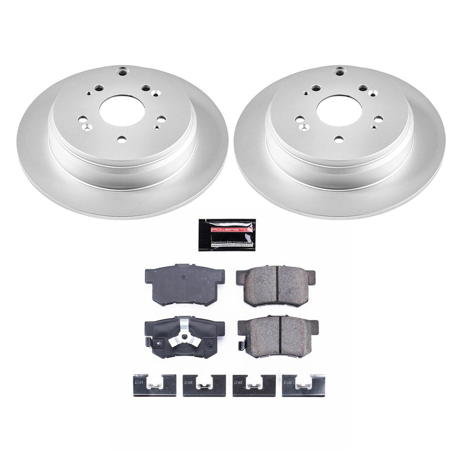 Power Stop CRK206 Brake Pads Kit and Rear Coated Brake Rotors For 2010-2012 Acura RDX FWD Models | 2013-2018 Acura RDX | 2005-2016 Honda CR-V