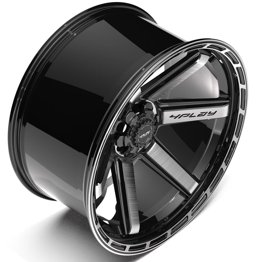 4PLAY Wheels 24 Inch Rim 4P63 Fits 6x135 & 6x139.7 24x12 Gloss Black Brushed with Tinted Clear (1)