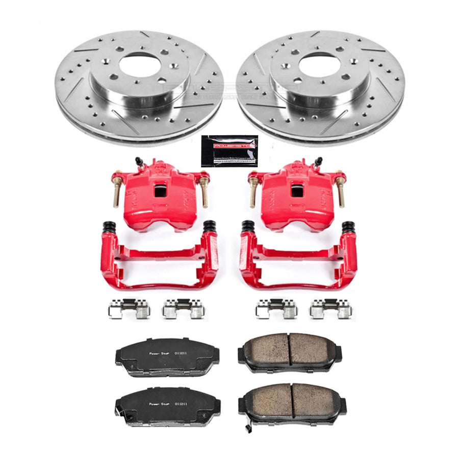 1-Click Performance Brake Kit Power Stop (KC692) with Calipers For Acura Integra 1994-2001, Honda Civic 1993-1995 [Model Specific]
