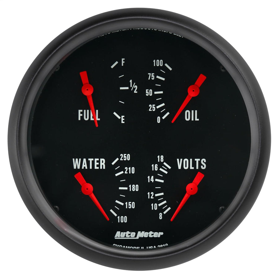 Auto Meter Gauge, Quad, 5", 0Ωe-90Ωf, Elec, Z-Series