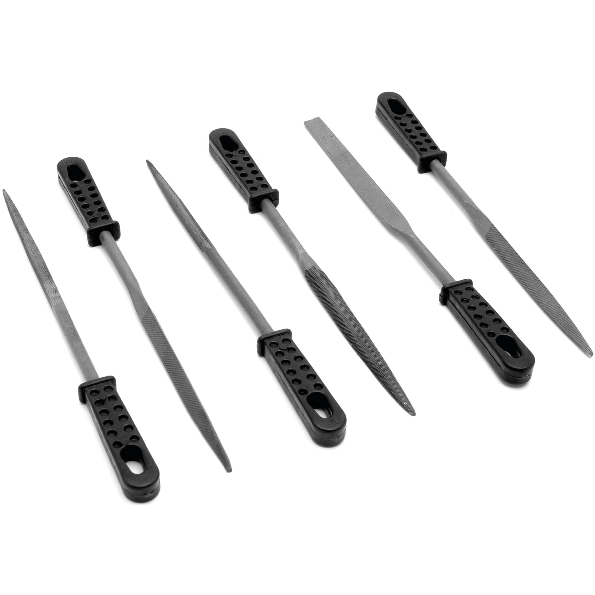 Heat Treated Carbon Steel Files Set Performance Tool 1446 - Flat, Round, and Triangle Shapes Ideal for Woodworking, Metalworking, and DIY Projects