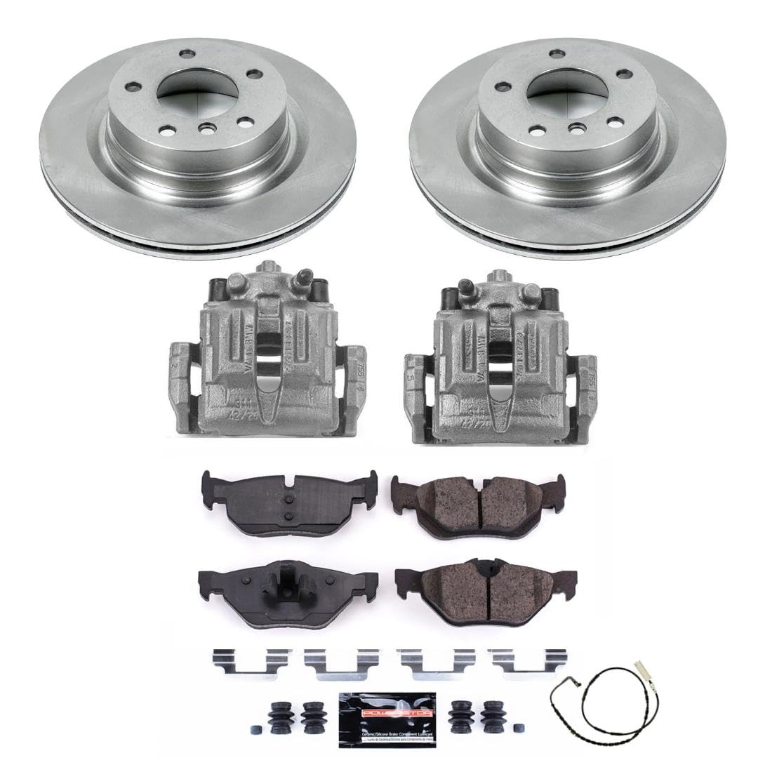Power Stop KCOE044 Replacement Autospeciality Rear Caliper Kit- OE Rotors, Ceramic Brake Pads, Calipers For BMW 325i 2006, BMW 328i 2007-2010 [Model Specific]