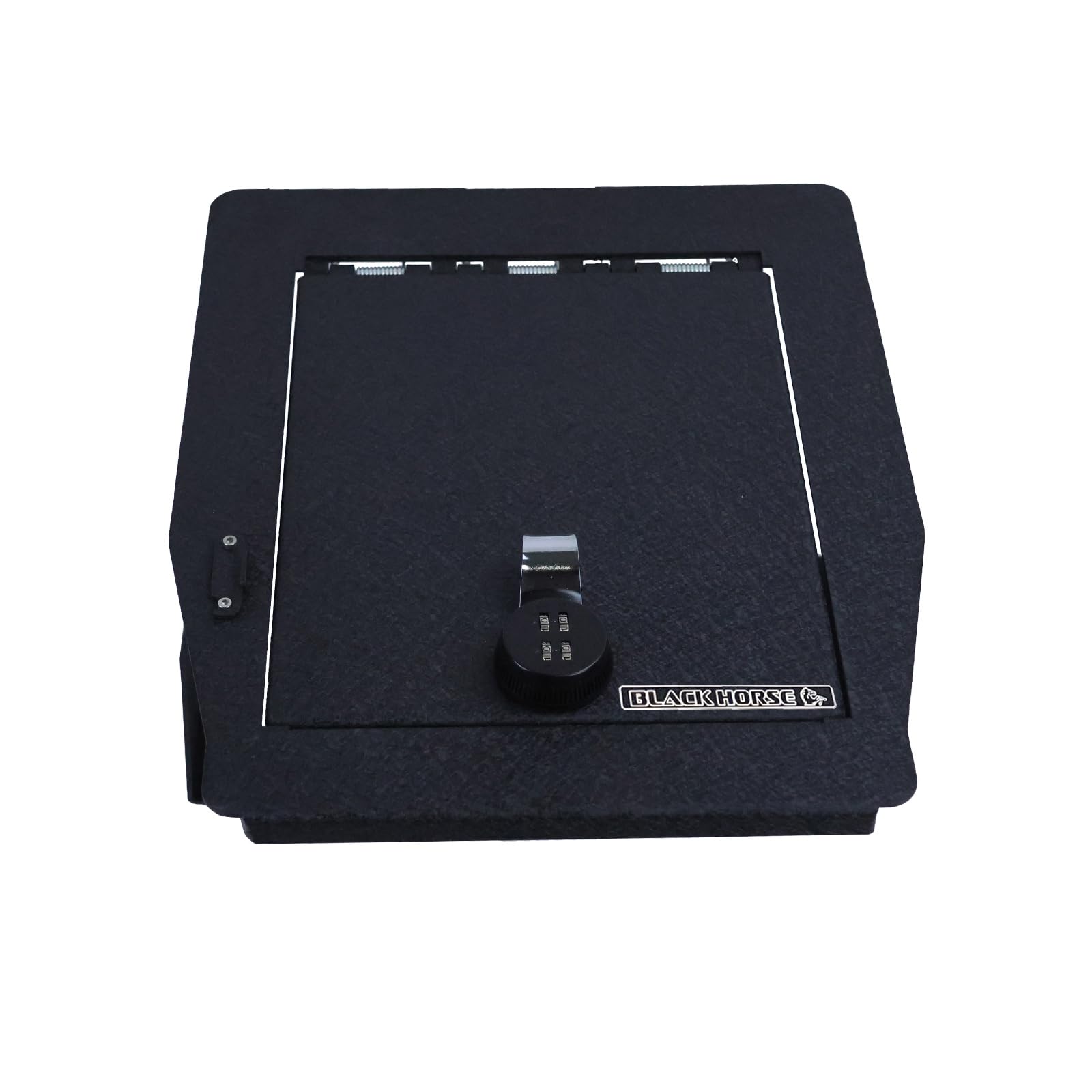 Center Console Safe Black Horse Security Lock Box, Black Gun Box Organizer, with 4 Digit Combination Resettable Lock Compatible with 2022-2023 Ford F-150-ASFF06