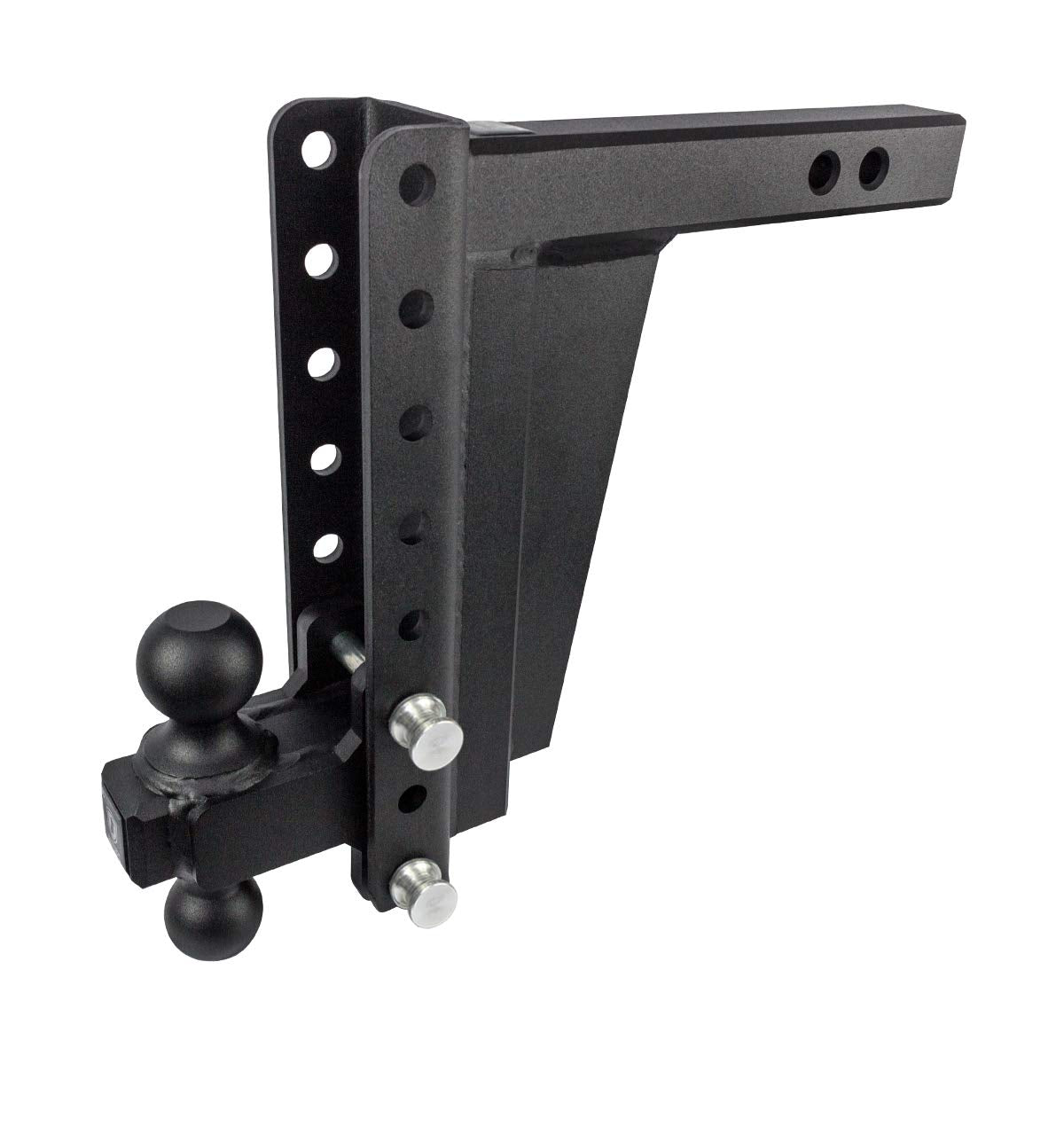 2.0" BulletProof Hitches Adjustable Extreme Duty Trailer Hitch (30,000 lb. Rating) - 10" Drop/Rise with 2" and 2 5/16" Dual Ball - Powder Coat, Solid Steel, Corrosion-Resistant