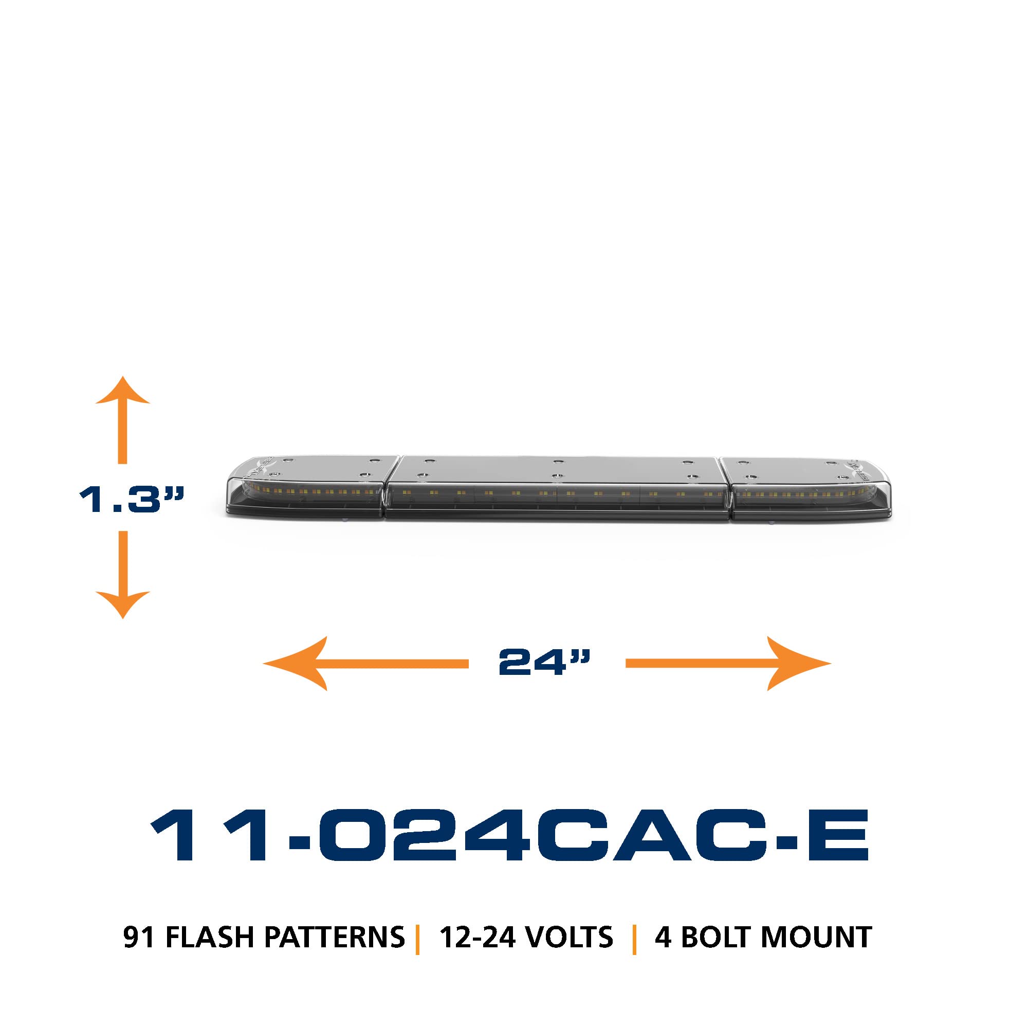 ECCO 24 Inch LED Light Bar Single Row Amber White Flood Beam 84W Off Road Lights for Trucks Commercial Vehicles, 5 Year Warranty