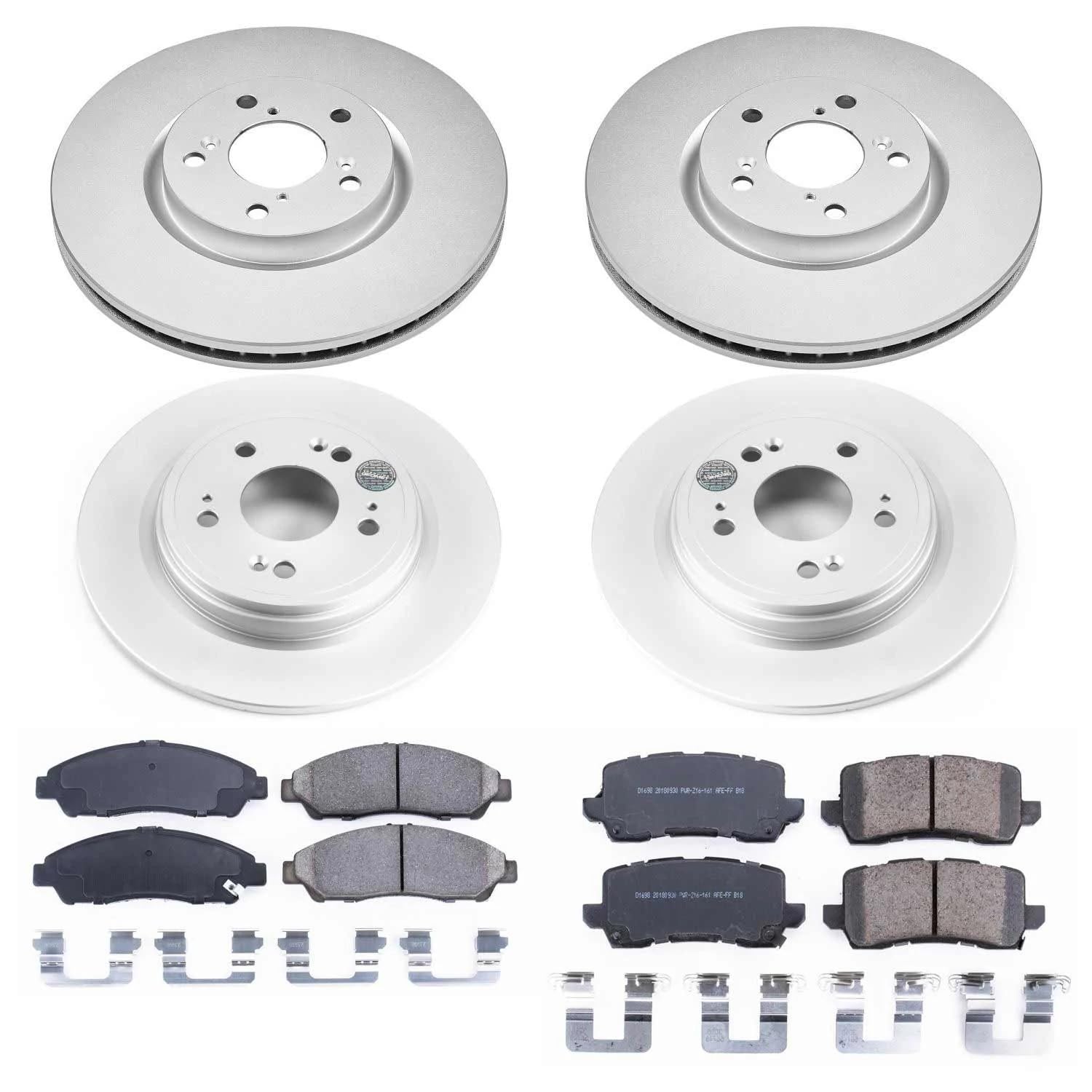 Power Stop CRK7282 Coated Brake Rotors and Z17 Front and Rear Brake Pads Kit For Acura RLX 2014-2020 [Model Specific]