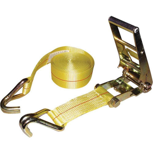 3" x 30' Yellow Erickson Ratchet Strap with Double J Hooks, 15000 lb Load Capacity