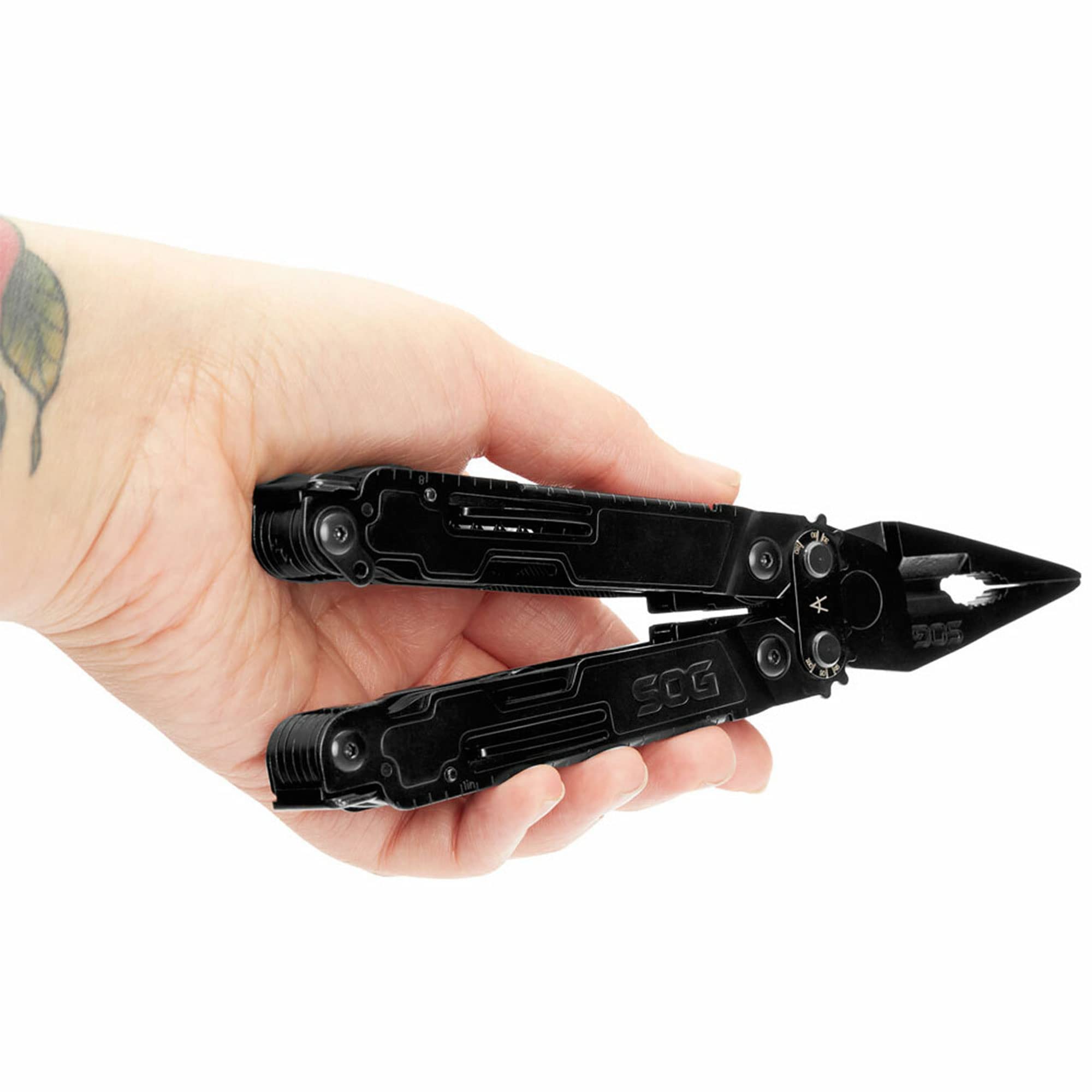 SOG PowerAccess Deluxe Heavy Duty All-Around Stainless Steel Multi-Tool w/Nylon Sheath, Two Knife Blades, Can & Bottle Opener, Black