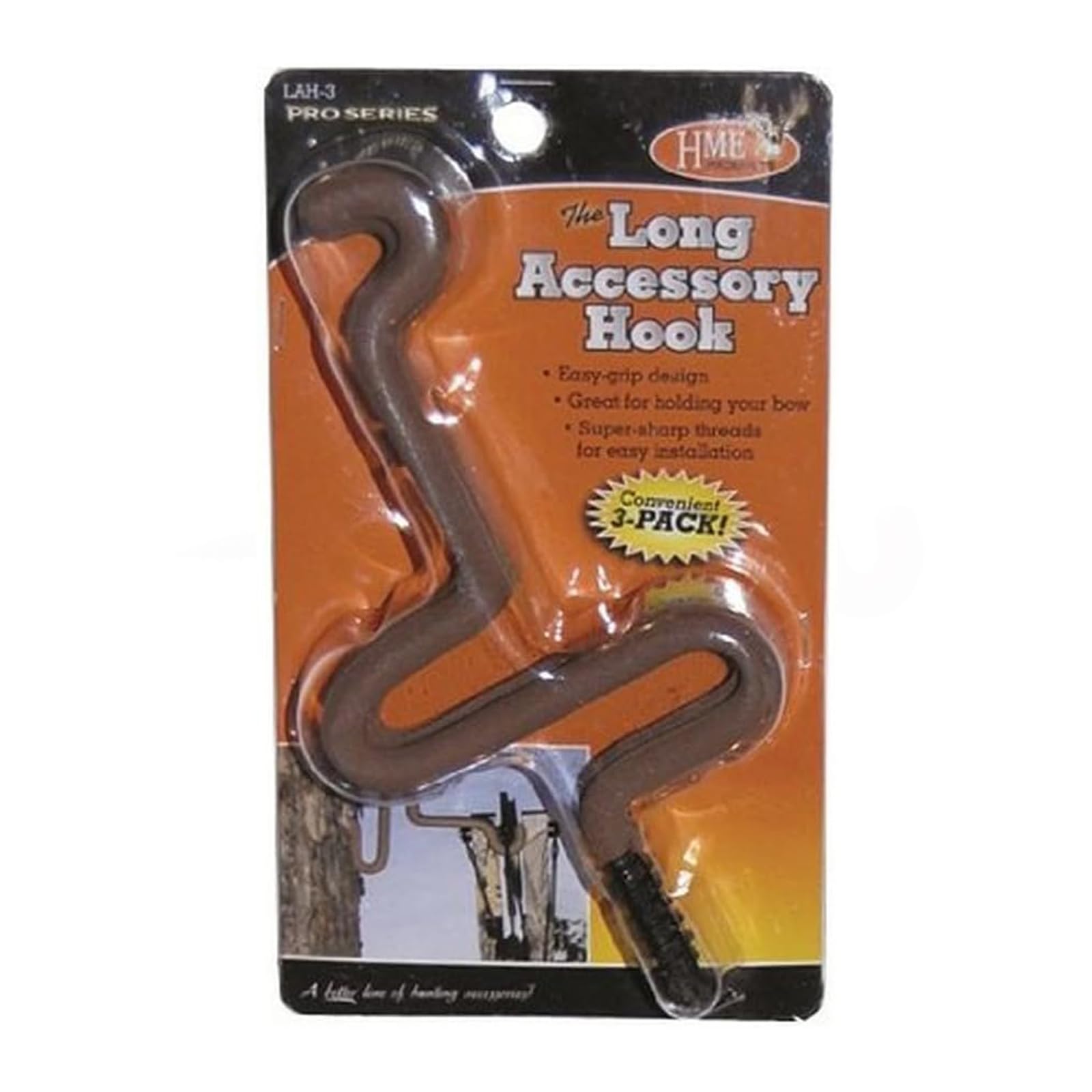 HME Accessory Extra Long Coated Hunting Hook Convenient Way to Hold Multiple Items Sharp Tip Easily Screws into Tree, 3 Pack (Bister)