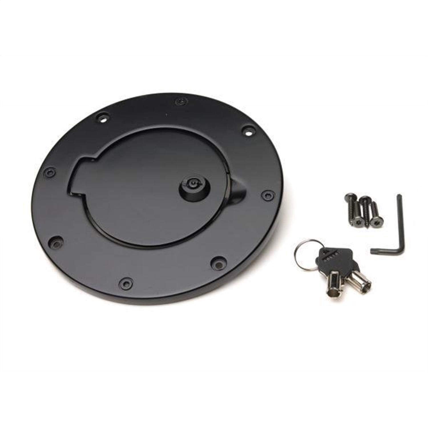 Locking Gas Cover RAMPAGE PRODUCTS | Billet Style, Aluminum, Black | 85007 | Fits 2007 - 2018 Jeep Wrangler JK