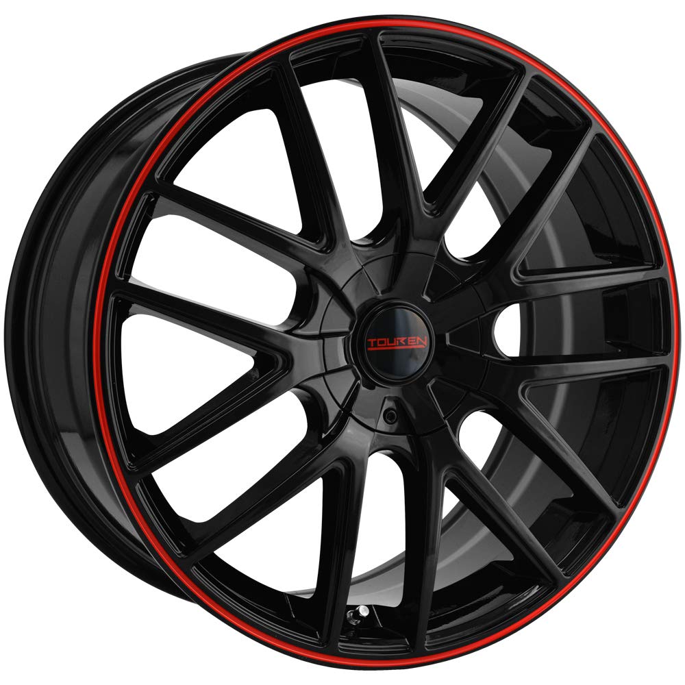 TR60 Touren Black/Red Ring Wheel with Alloy Steel (17 x 7.5 inches /108 x 108 mm, 42 mm Offset)