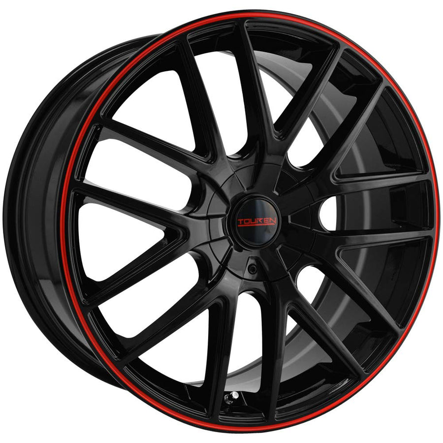 TR60 Touren Black/Red Ring Wheel with Alloy Steel (17 x 7.5 inches /108 x 108 mm, 42 mm Offset)
