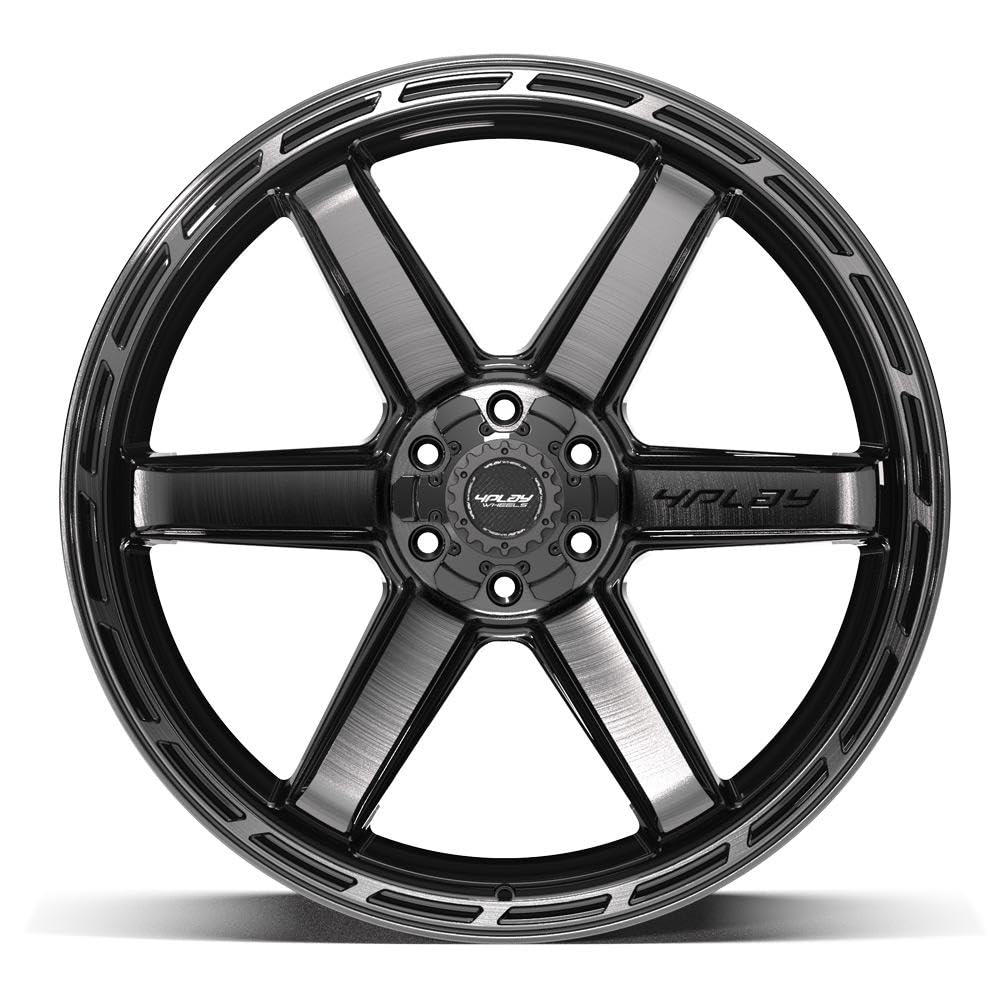 4PLAY Wheels 24 Inch Rim 4P63 Fits 6x135 & 6x139.7 24x12 Gloss Black Brushed with Tinted Clear (1)