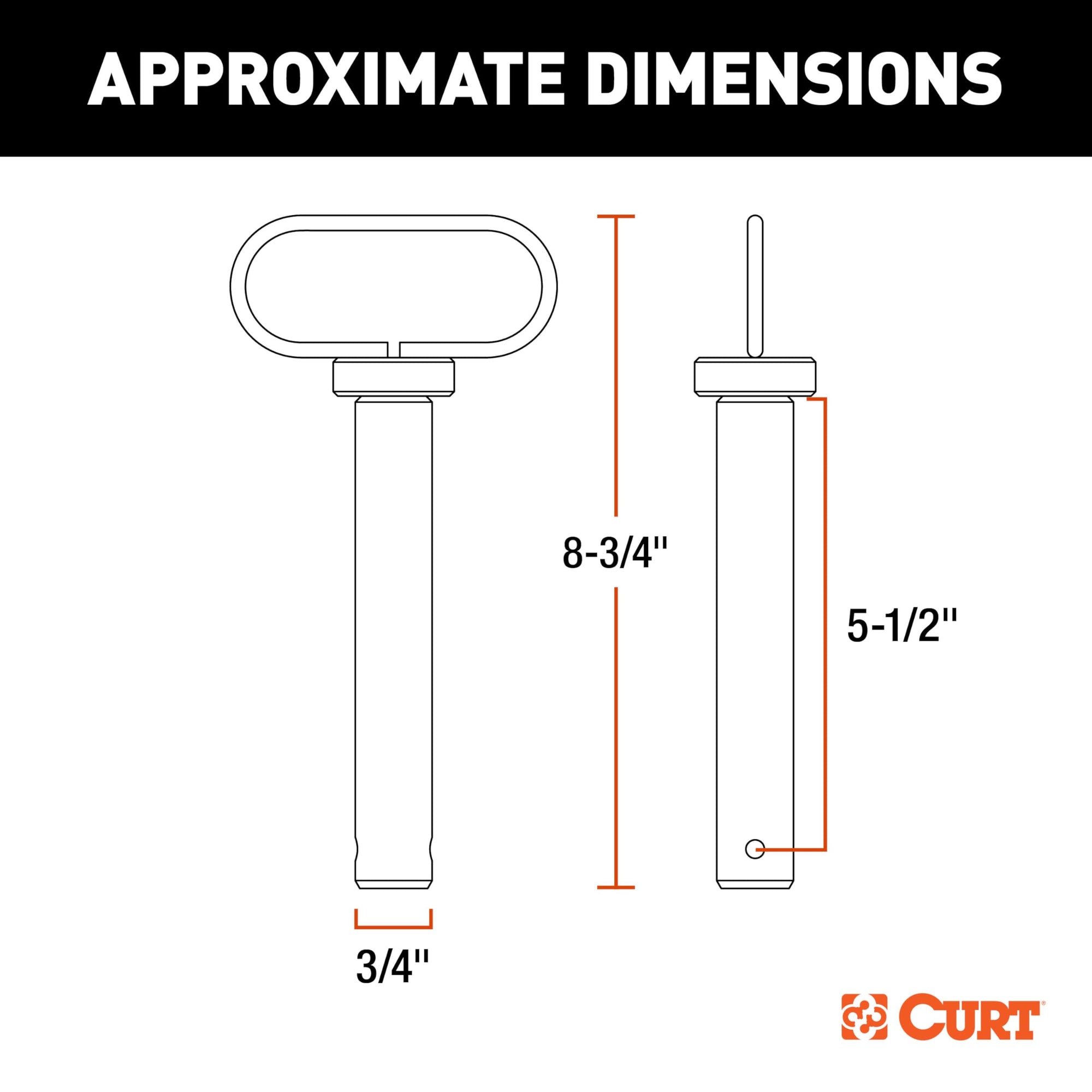 CURT Replacement 45809 TruTrack 3/4 x 4-1/8-Inch Clevis Pin Hitch with Rubber-Coated Handle and Clip