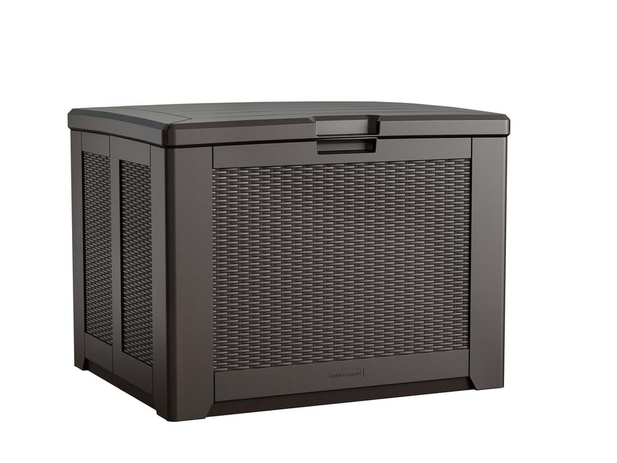 Medium Rubbermaid Resin Outdoor Storage Deck Box (74 Gal) Weather Resistant Brown Deck Organization for Home/Backyard/Pool Chemicals/Toys/Garden Tools/Porch/Patio Cushions