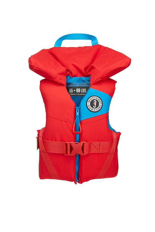Youth Foam PFD - MUSTANG SURVIVAL - Imperial Red, Youth (55 lbs - 88 lbs)