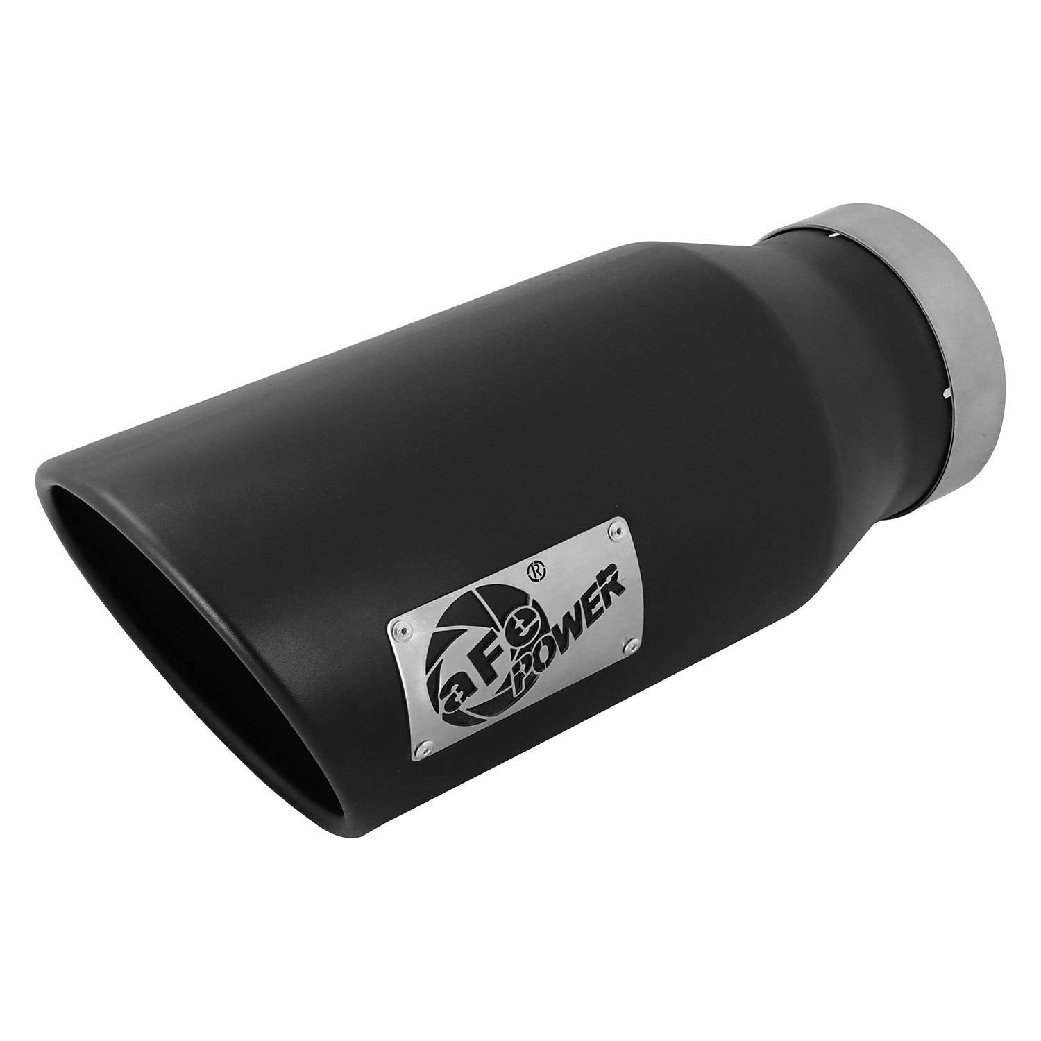 5" Inlet aFe Power 49T50702-B15 x 7" Outlet x 15" Length Black Stainless Steel Bolt-On Diesel Exhaust Tip