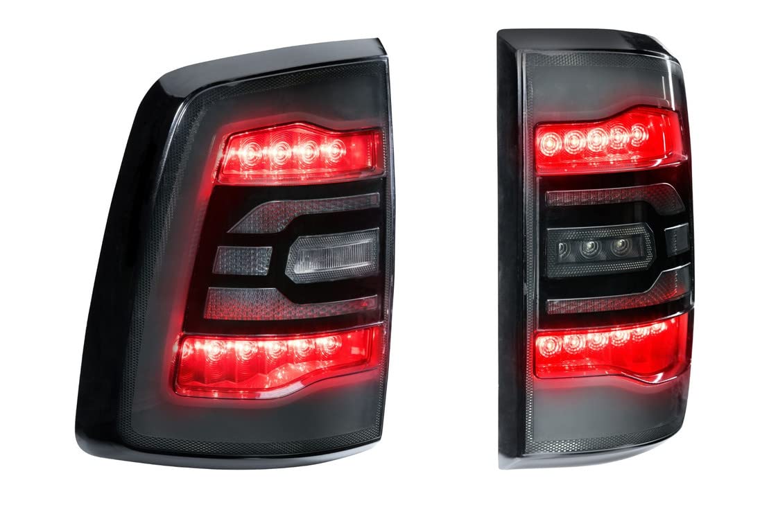 GTR Lighting Smoked Carbide LED Taillights fits Dode Ram 09-18, Plug and Play Replacement Pair of Taillights (GTR.TL10)