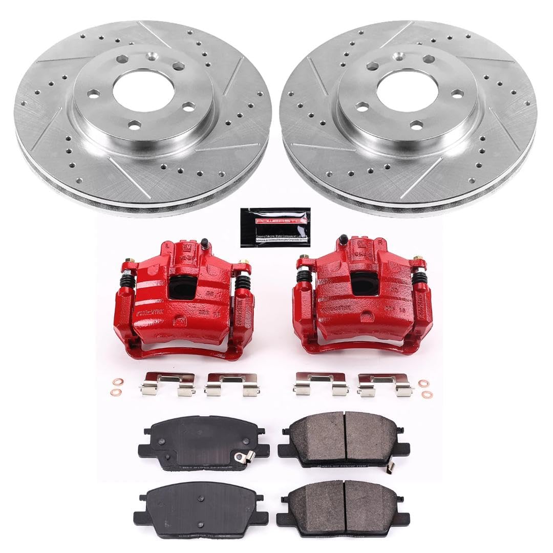 Power Stop Z23 Evolution Sport Brake Upgrade Kit KC7400 with Powder Coated Calipers For Buick LaCrosse, Buick Regal Sportback, Chevrolet Equinox, Chevrolet Malibu, GMC Terrain [Model Specific]