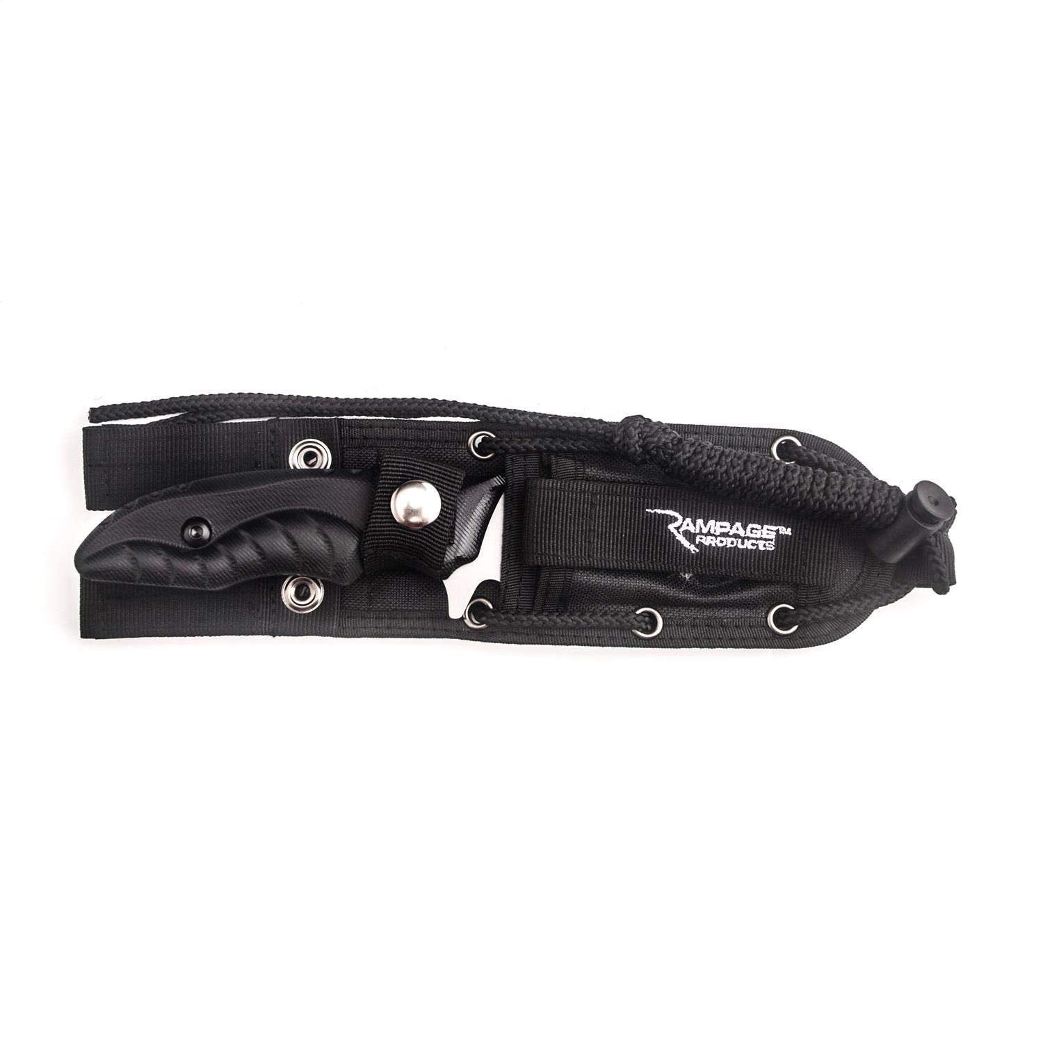 Recovery Utility Knife RAMPAGE PRODUCTS Double Edged Curved Blade, Nylon Sheath | Stainless Steel Blade, Black | 86671 | Universal Fit