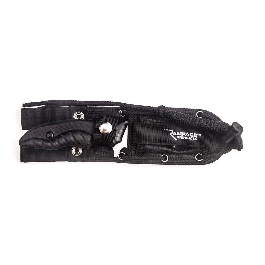 Recovery Utility Knife RAMPAGE PRODUCTS Double Edged Curved Blade, Nylon Sheath | Stainless Steel Blade, Black | 86671 | Universal Fit