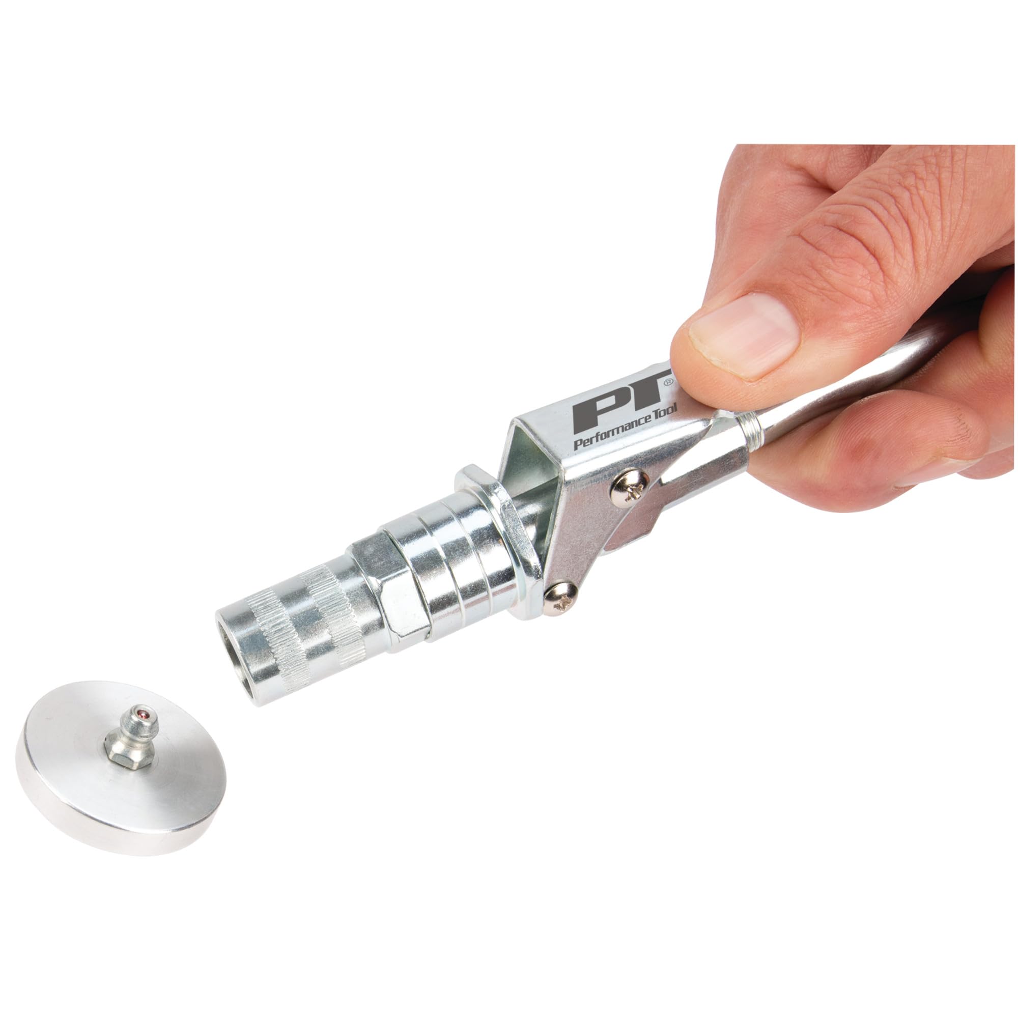 Heavy Duty Performance Tool W54238 Grease Coupler for Grease Guns, 12,000 PSI, Zinc Coated Alloy Steel, Smooth Retraction Mechanism, 1/8 NPT
