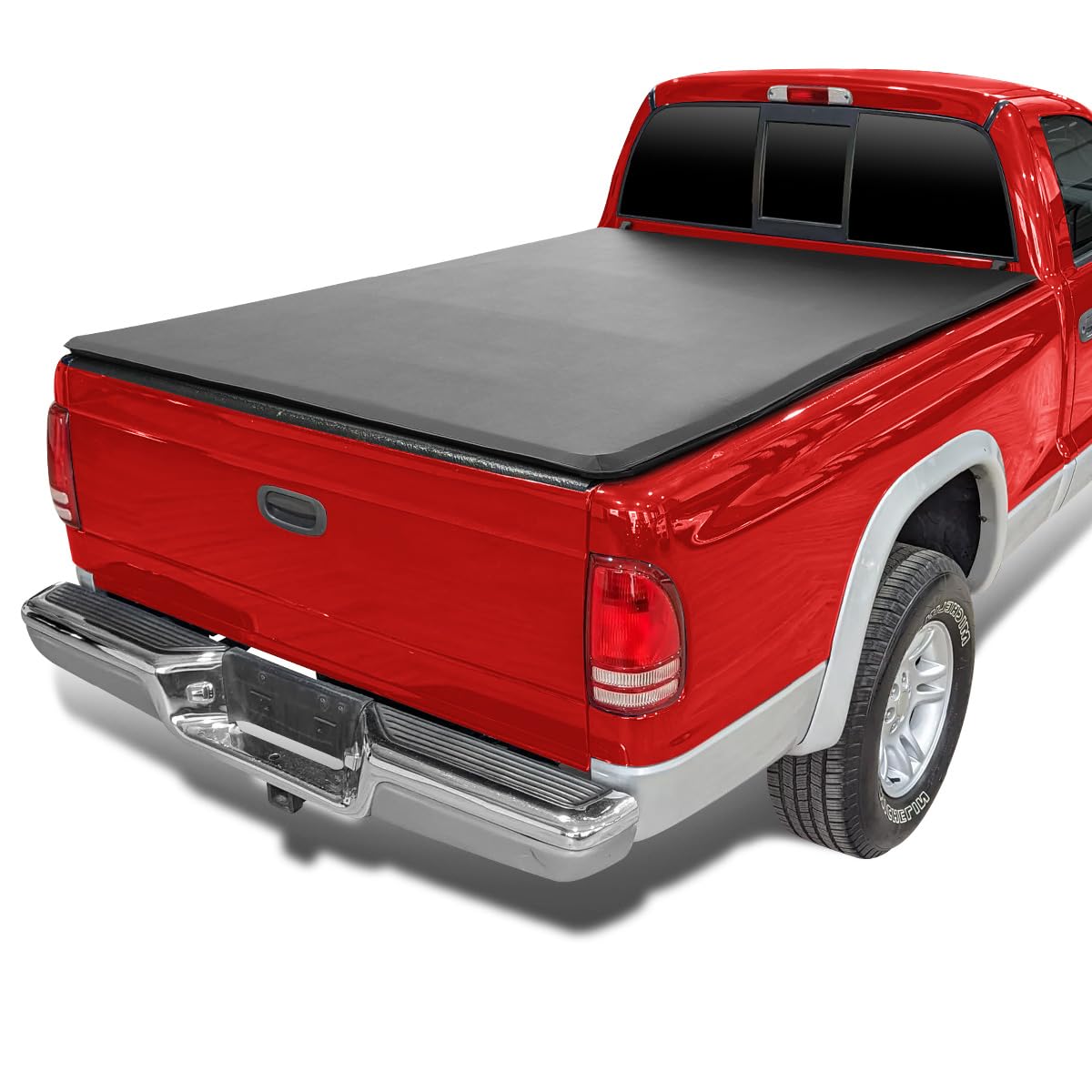 Soft Quad Fold Spec-D Tuning Tonneau Cover Compatible with 1997-2004 Dodge Dakota Fleetside, 2000-2004 Dodge Dakota Regular/Extended Cab Fleetside 78", 6.5FT Short Bed