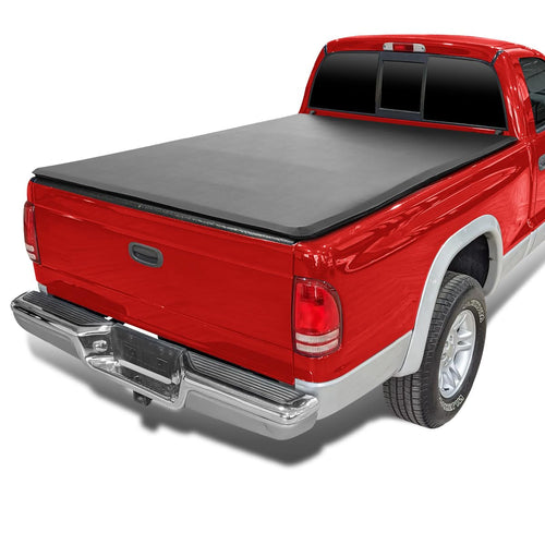 Soft Quad Fold Spec-D Tuning Tonneau Cover Compatible with 1997-2004 Dodge Dakota Fleetside, 2000-2004 Dodge Dakota Regular/Extended Cab Fleetside 78", 6.5FT Short Bed