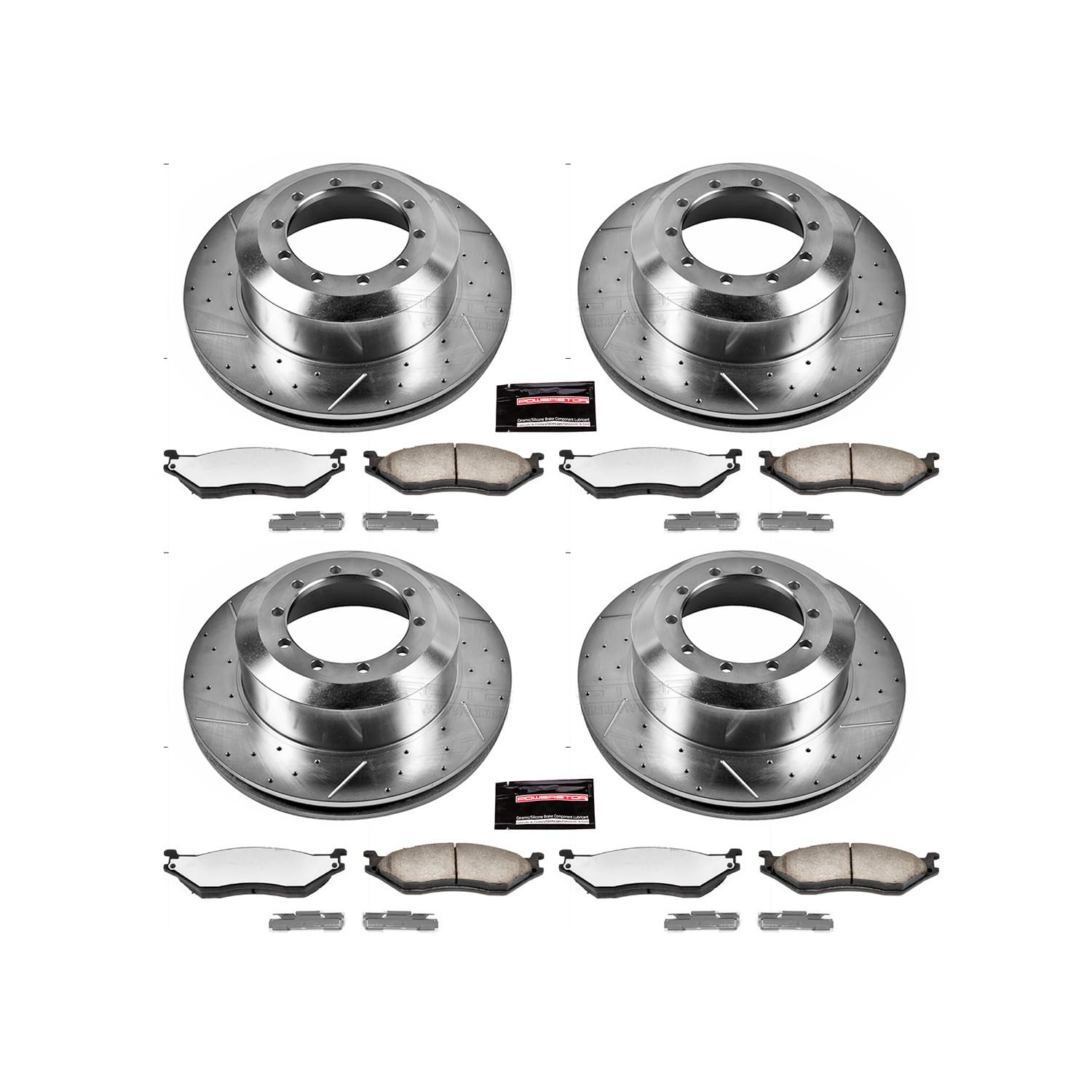 Power Stop Z36 Truck & Tow Brake Kit K7820-36 Front and Rear, Carbon Fiber Ceramic Brake Pads and Drilled/Slotted Brake Rotors