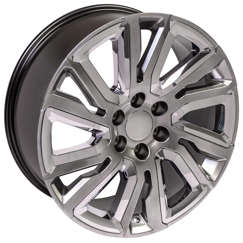 22 Inch OE Wheels CV39 Rim Fits Sierra 1500 Style 6x139.7 22x9 Gloss Hyper Black with Chrome Insert - Hollander 5907 (1)